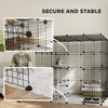 PawHut DIY Large Cat Cage Indoor, Catio Pet Playpen with Platforms, Ramps, Kitten Exercise Place for 1-3 Cats, Bunnies, 55 x 55 x 55in, 87 Panels, Black