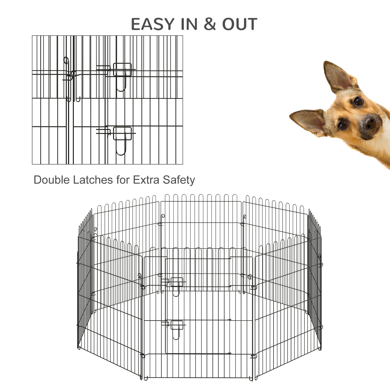 PawHut Dog Playpen Puppy Play Pen, Pet Exercise Fences for Outside Indoor, Foldable Dog Kennel, 30''H