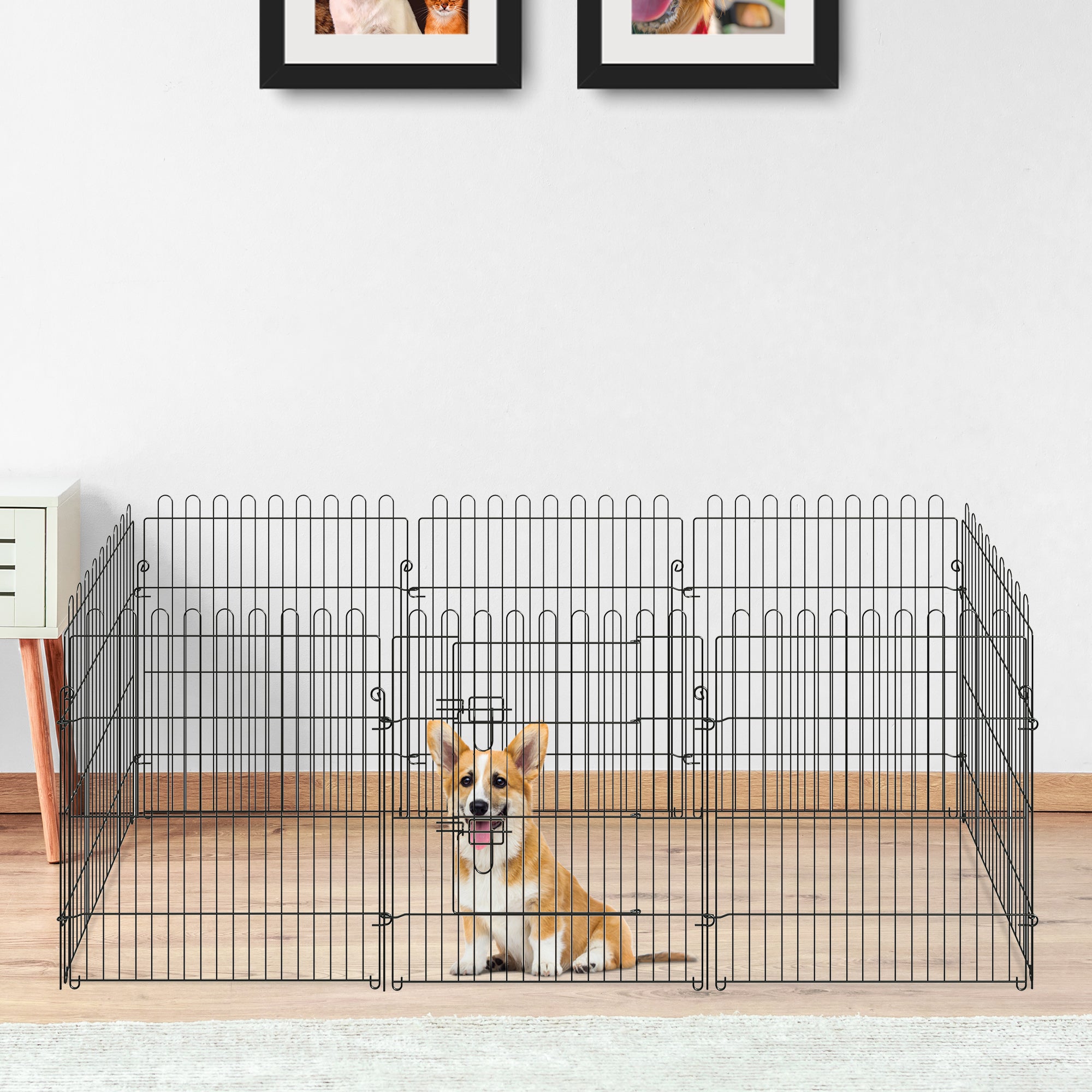 PawHut Dog Playpen Puppy Play Pen, Pet Exercise Fences for Outside Indoor, Foldable Dog Kennel, 30''H