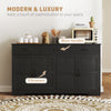 HOMCOM Sideboard Buffet Cabinet with Storage, Modern Coffee Bar Cabinet with 3 Drawers and Adjustable Shelves, Distressed Black