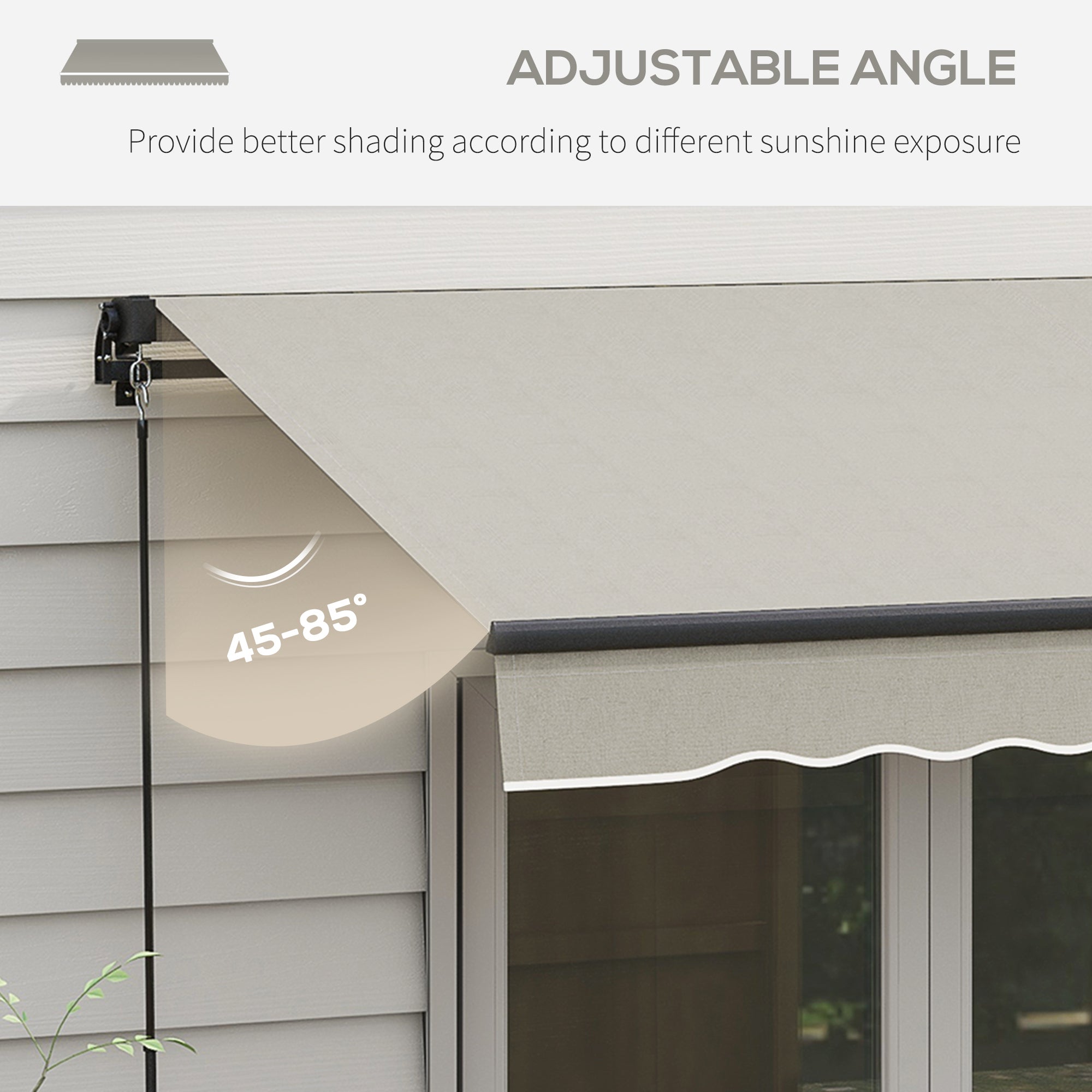 Outsunny 10' x 8' Retractable Awning, Patio Awning Sunshade Shelter with Manual Crank Handle, 280gsm UV Resistant Fabric and Aluminum Frame, for Balcony, Yard, Light Grey