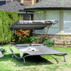 Outsunny Double Patio Lounger with Adjustable Canopy, Outdoor Daybed Hammock Lounger with Headrest Pillows, Two Moving Wheels for Poolside, Garden, Grey