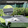 Outsunny Double Patio Lounger with Adjustable Canopy, Outdoor Daybed Hammock Lounger with Headrest Pillows, Two Moving Wheels for Poolside, Garden, Grey