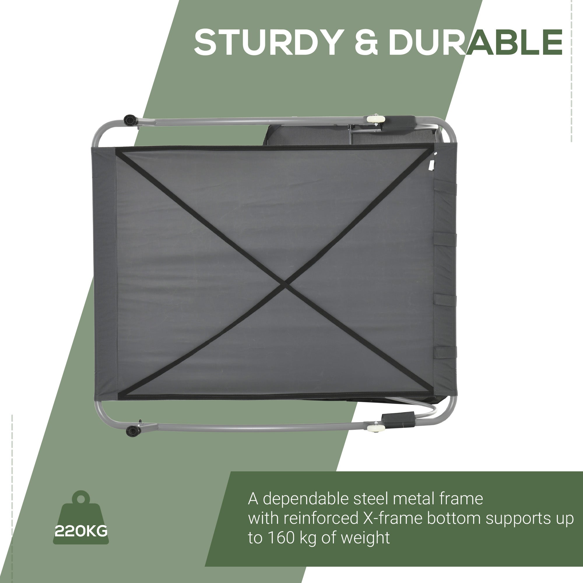 Outsunny Double Patio Lounger with Adjustable Canopy, Outdoor Daybed Hammock Lounger with Headrest Pillows, Two Moving Wheels for Poolside, Garden, Grey