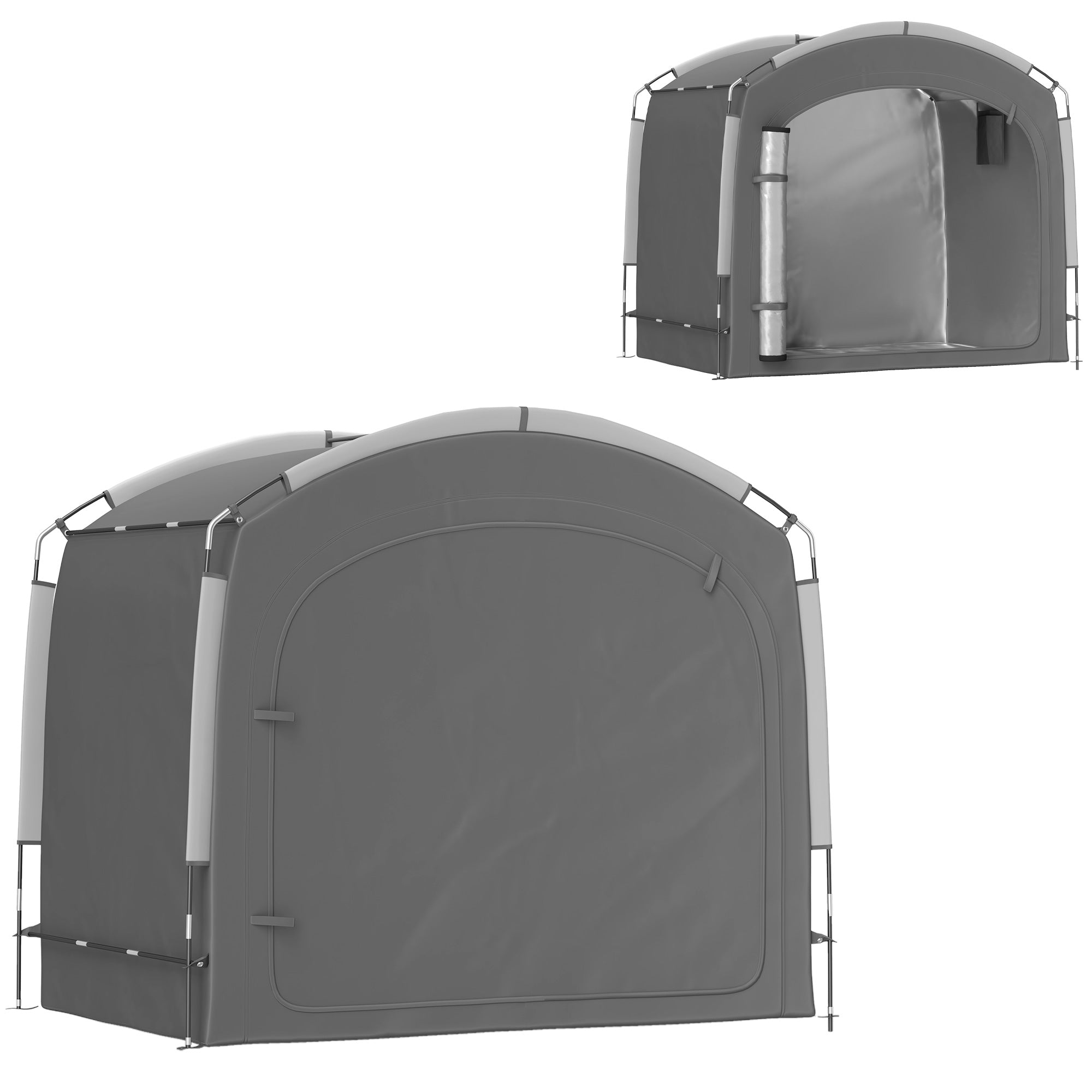 Outsunny Bike Storage Shed Tent, Waterproof Outdoor Bike Cover with 210D Oxford Fabric and Portable Carry Bag for 3-4 Bicycles, Lawn Mower, Garden Tools, Dark Grey