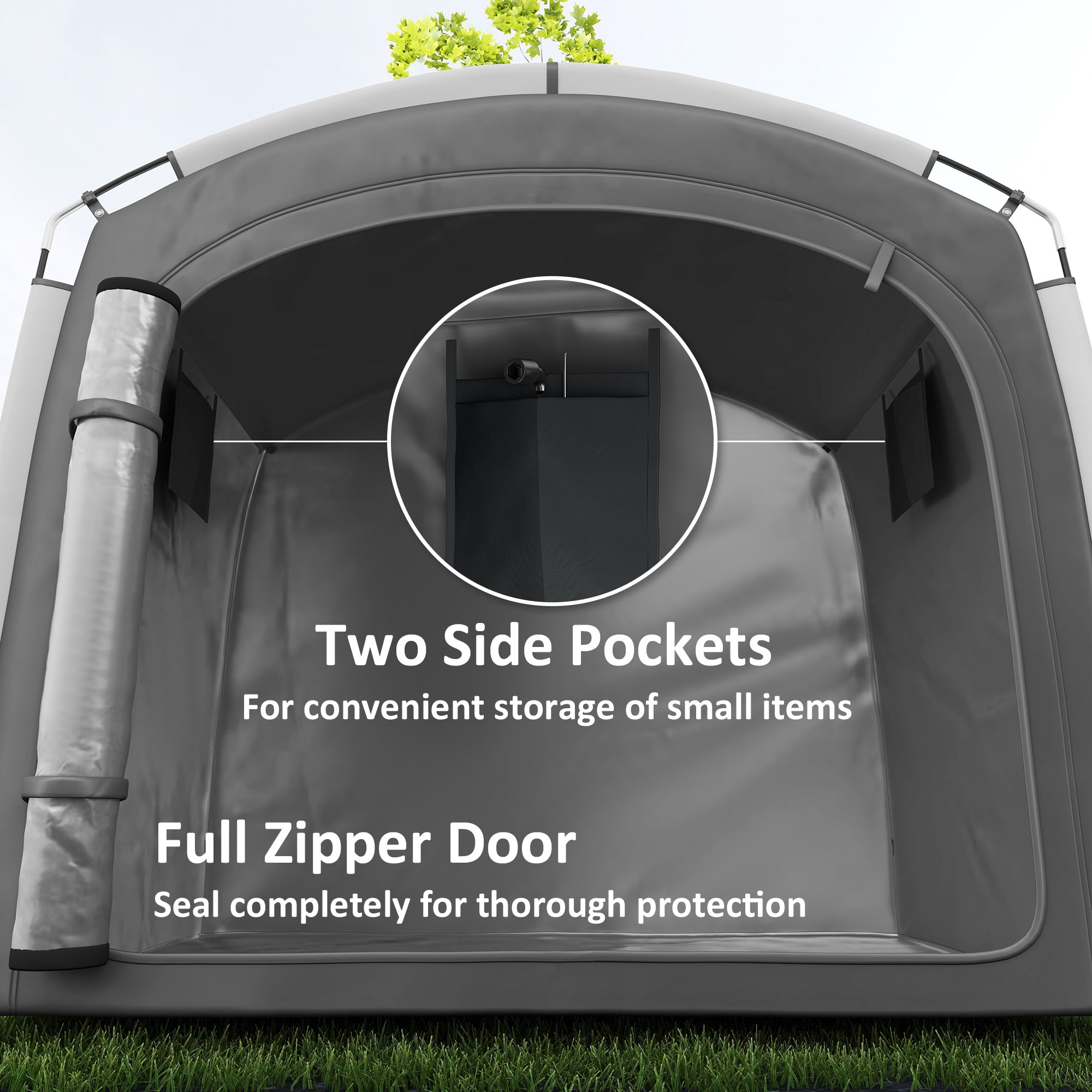 Outsunny Bike Storage Shed Tent, Waterproof Outdoor Bike Cover with 210D Oxford Fabric and Portable Carry Bag for 3-4 Bicycles, Lawn Mower, Garden Tools, Dark Grey