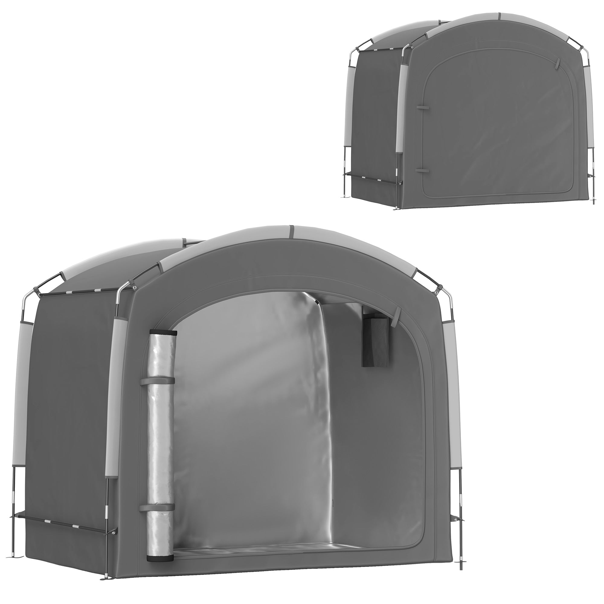 Outsunny Bike Storage Shed Tent, Waterproof Outdoor Bike Cover with 210D Oxford Fabric and Portable Carry Bag for 3-4 Bicycles, Lawn Mower, Garden Tools, Dark Grey