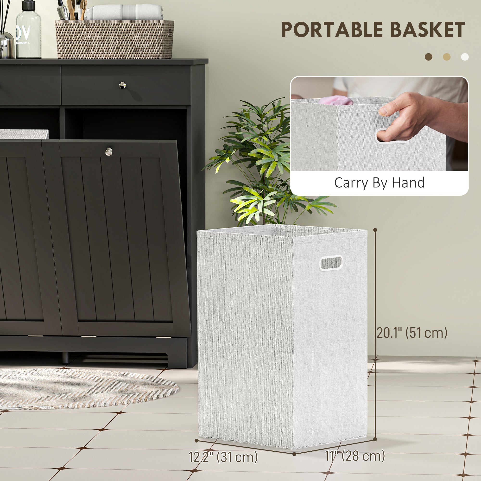 HOMCOM Laundry Cabinet, Tilt Out Double Laundry Hamper with 2 Removable Baskets and 2 Drawers, Bathroom Hamper Cabinet with 2 Beadboard Doors, Black