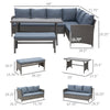 Outsunny 4 Pieces Patio Furniture Set, Outdoor Dinning Set Rattan Wicker Furniture With L shaped Long Sofa, Dining Table and  Bench for Backyard Garden Poolside Balcony- Grey