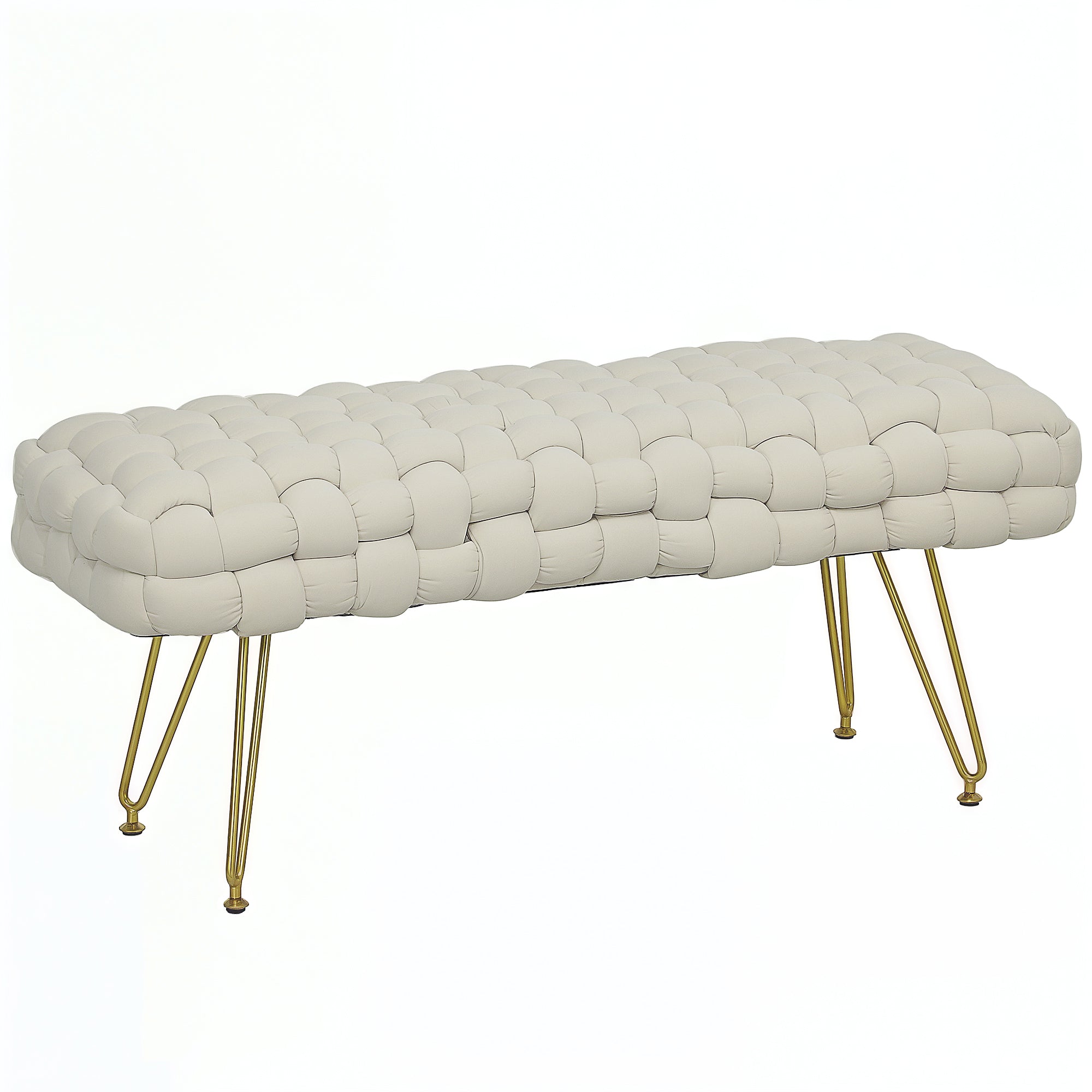 HOMCOM Woven Upholstered Bedroom Bench, 39