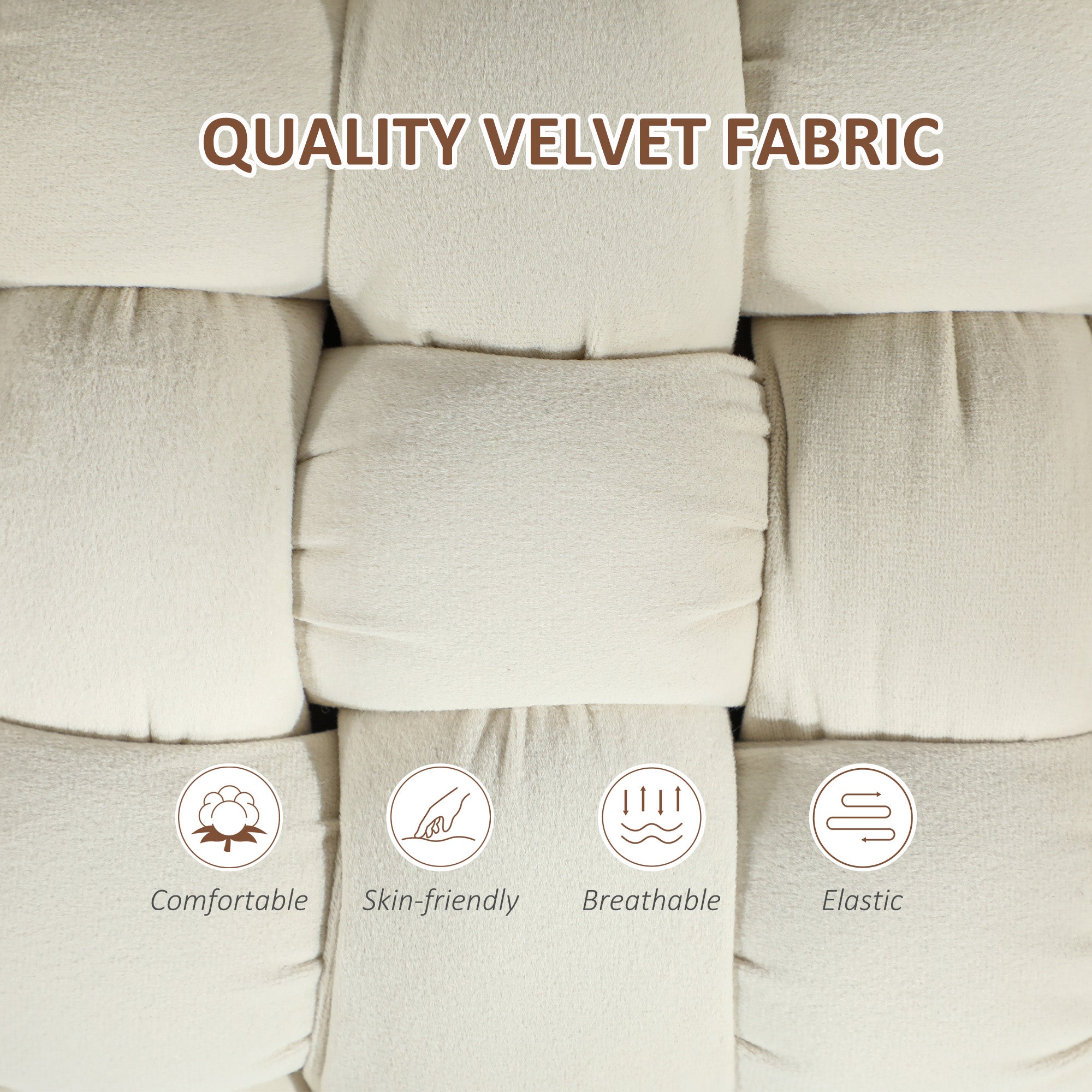 HOMCOM Woven Upholstered Bedroom Bench, 39" Modern Velvet End of Bed Bench with Gold Hairpin Legs for Entryway, Living Room, Cream White