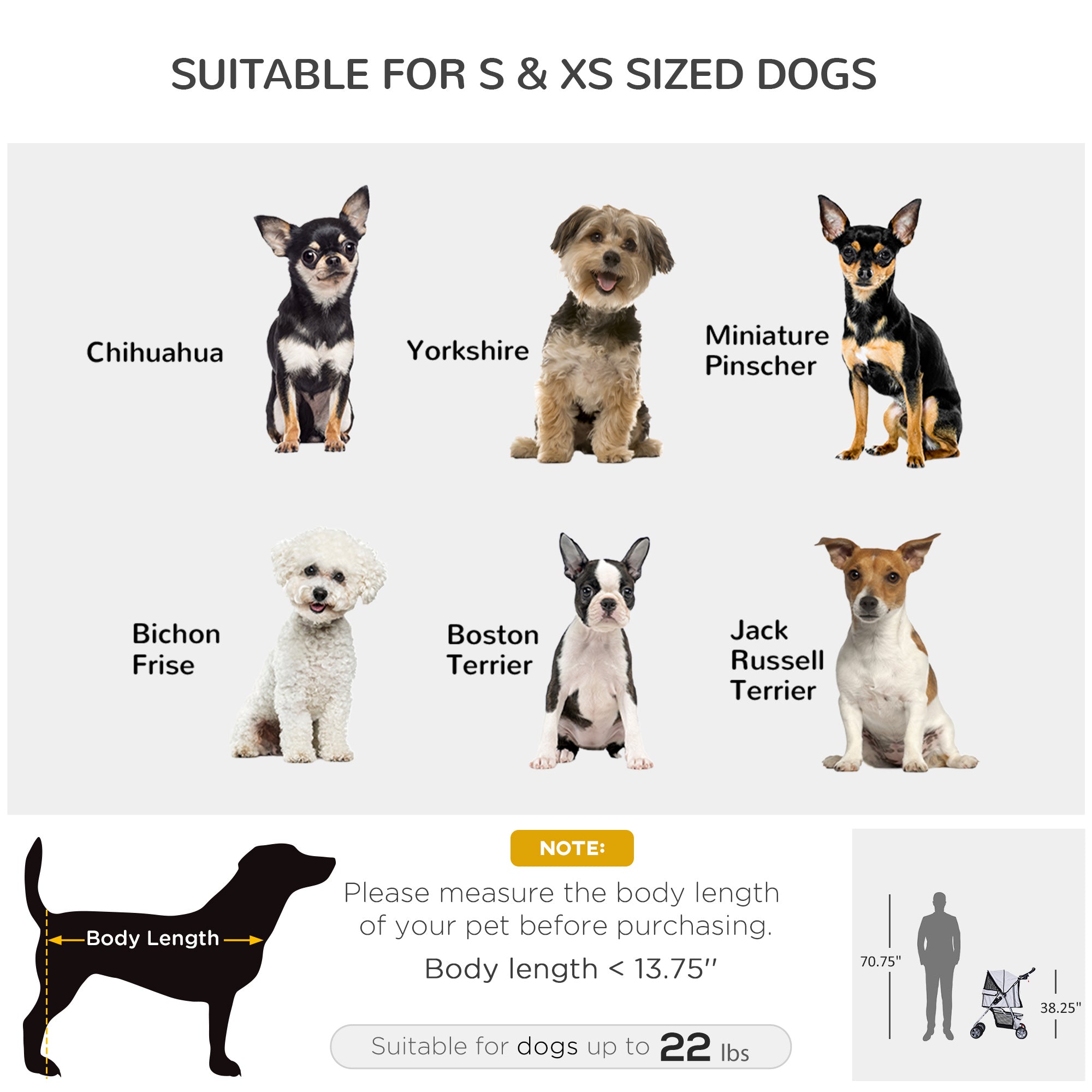 PawHut 4 Wheel Dog Pet Stroller Dog Cat Carrier Folding Sunshade Canopy with Brake, Grey