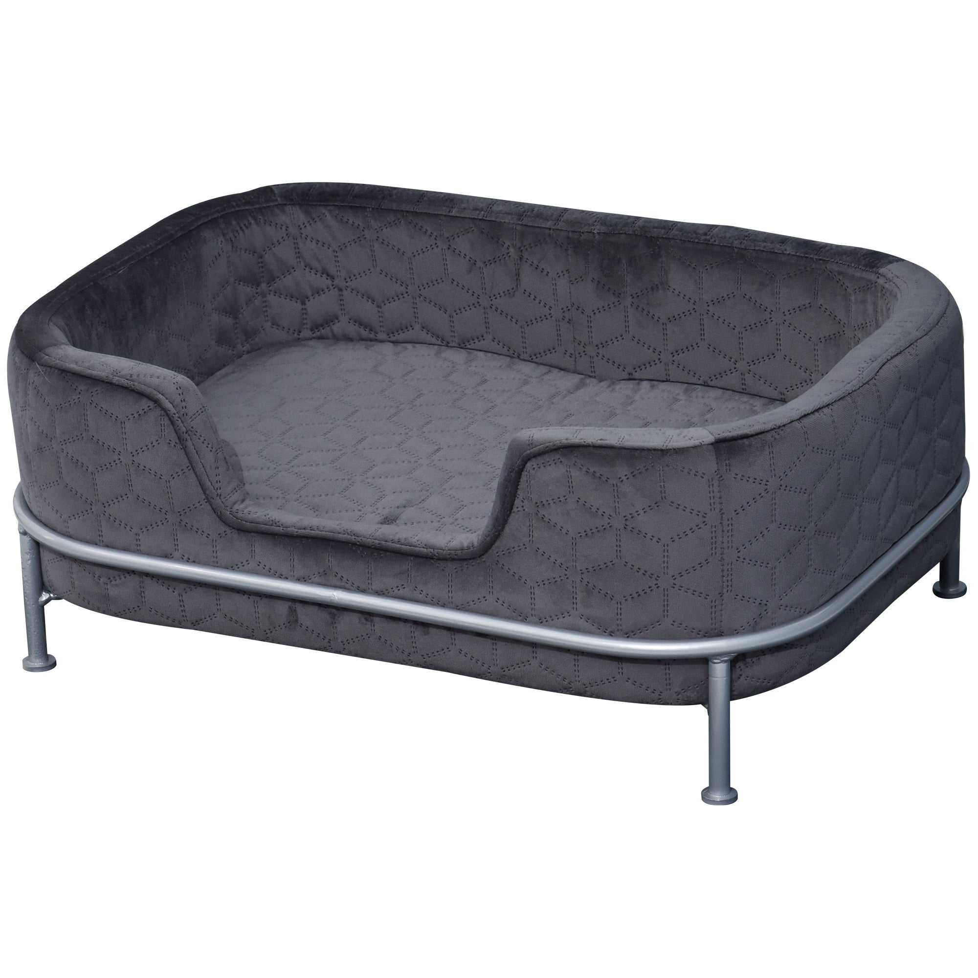 PawHut Dog Sofa with Soft Cushion, Pet Chair Couch Cat Bed Lounge with Washable Cover Metal Frame for Small Sized Dogs - Grey