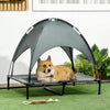 PawHut Elevated Dog Bed with Canopy, Portable Raised Dog Cot for L Sized Dogs, Indoor & Outdoor, 36" x 30" x 35", Grey