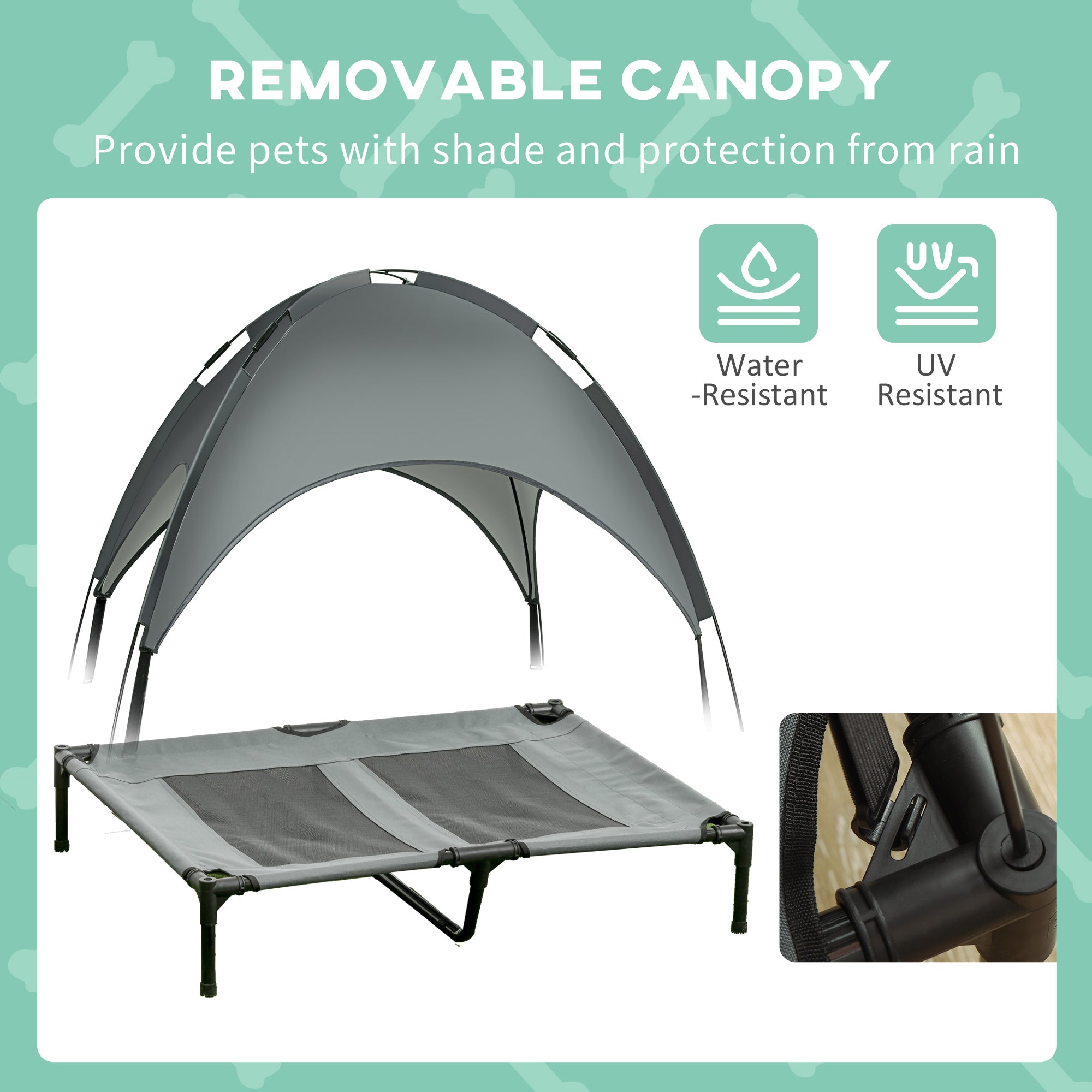 PawHut Elevated Dog Bed with Canopy, Portable Raised Dog Cot for L Sized Dogs, Indoor & Outdoor, 36