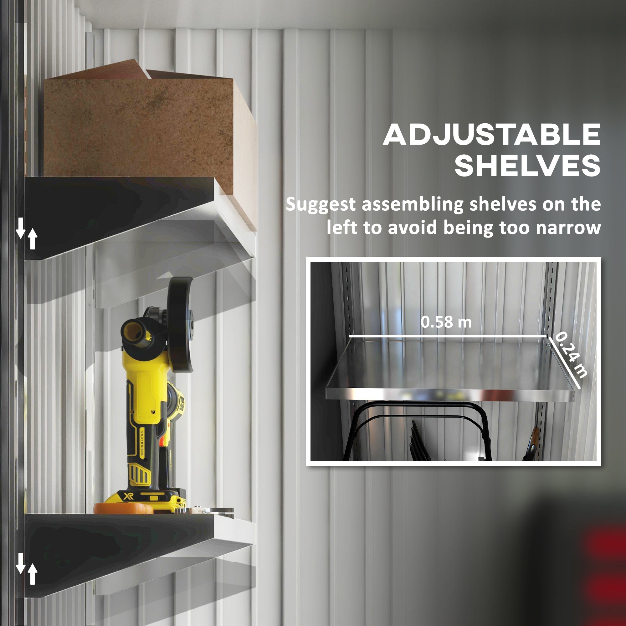 Outsunny 5' x 3' Steel Outdoor Storage Shed, Lean-to Garden Shed with Adjustable Shelf,  Foundation Kit, Lock and Gloves for Lawn Mower, Tool, Patio, Lawn, Dark Grey