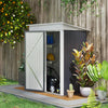 Outsunny 5' x 3' Steel Outdoor Storage Shed, Lean-to Garden Shed with Adjustable Shelf,  Foundation Kit, Lock and Gloves for Lawn Mower, Tool, Patio, Lawn, Dark Grey