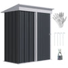 Outsunny 5' x 3' Steel Outdoor Storage Shed, Lean-to Garden Shed with Adjustable Shelf,  Foundation Kit, Lock and Gloves for Lawn Mower, Tool, Patio, Lawn, Dark Grey