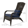 Outsunny Patio Wicker Adirondack Chair, PE Rattan Outdoor Muskoka Chair, Fire Pit Chair with Cushions for Patio, Garden, Backyard, Poolside, Balcony, Deck, Dark Blue