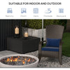 Outsunny Patio Wicker Adirondack Chair, PE Rattan Outdoor Muskoka Chair, Fire Pit Chair with Cushions for Patio, Garden, Backyard, Poolside, Balcony, Deck, Dark Blue