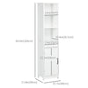 kleankin Tall Bathroom Storage Cabinet, Narrow Bathroom Cabinet with 3 Open Shelves, Drawer, Recessed Door and Adjustable Shelf, White