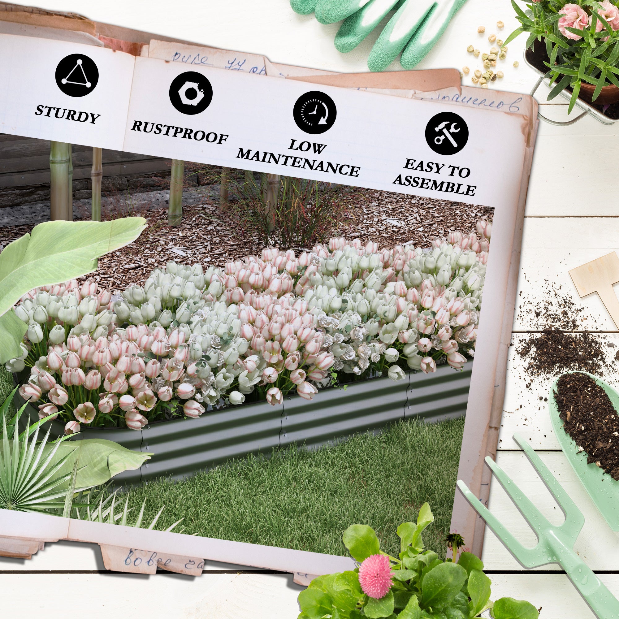 Outsunny 7.9' x 2' x 1' Galvanized Raised Garden Bed Kit, Metal Elevated Planter Box with Safety Edging, Easy DIY for Growing Flowers, Herbs, Succulents, Silver