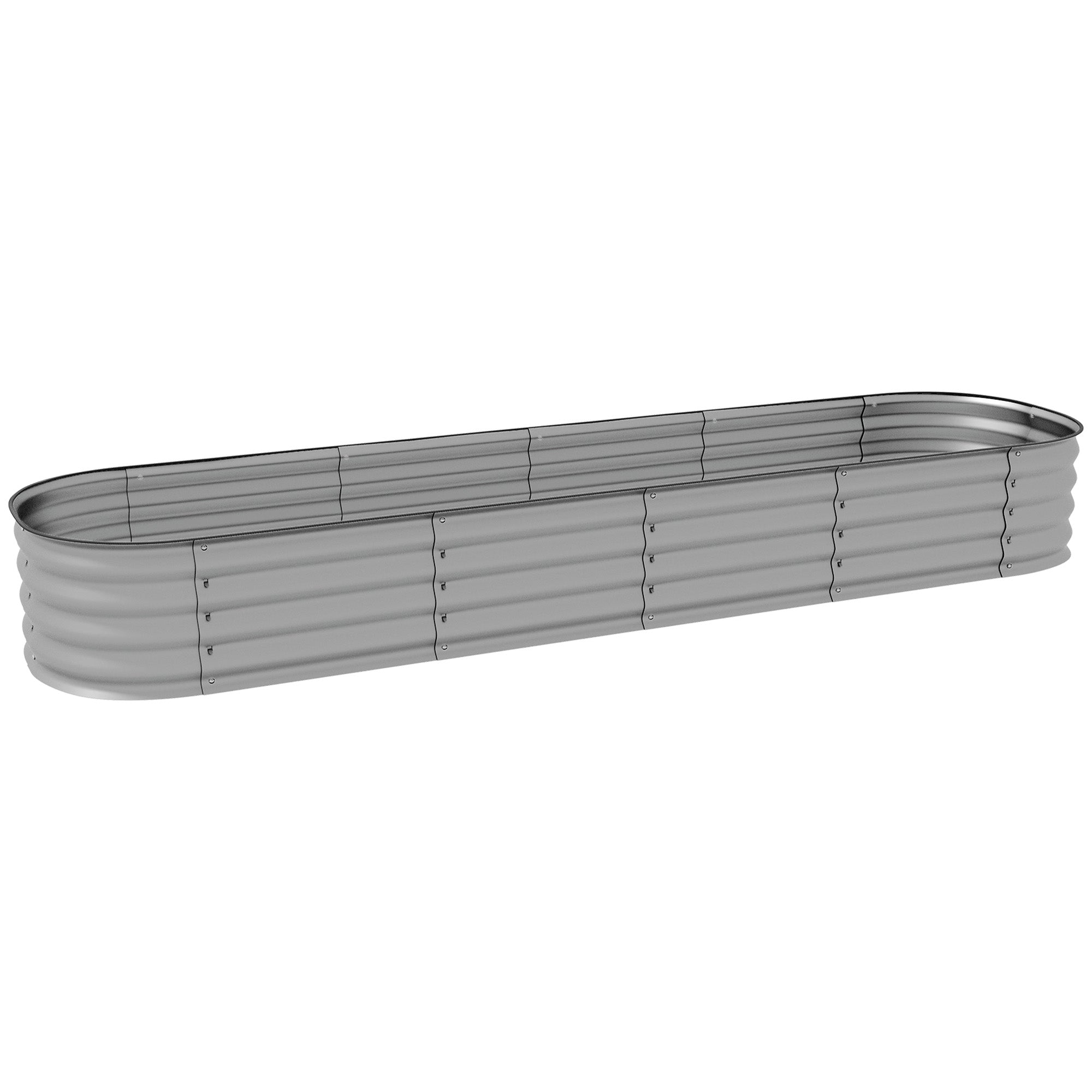 Outsunny 7.9' x 2' x 1' Galvanized Raised Garden Bed Kit, Metal Elevated Planter Box with Safety Edging, Easy DIY for Growing Flowers, Herbs, Succulents, Silver