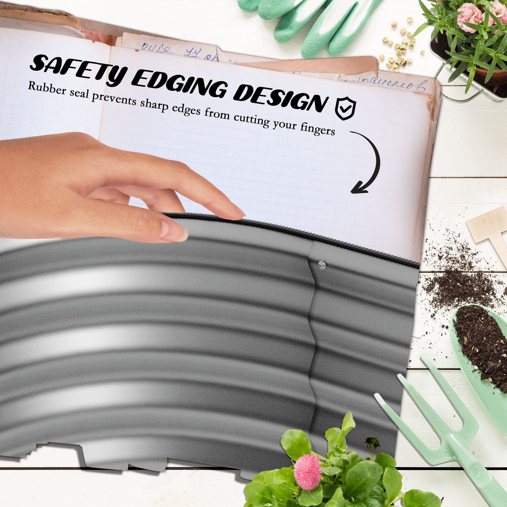 Outsunny 7.9' x 2' x 1' Galvanized Raised Garden Bed Kit, Metal Elevated Planter Box with Safety Edging, Easy DIY for Growing Flowers, Herbs, Succulents, Silver