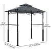Outsunny 8' x 5' Grill Gazebo, Double Tiered Outdoor BBQ Gazebo Canopy with LED Light, 2 Side Shelves, Hooks and Bottle Opener for Patio, Garden, Backyard, Dark Grey
