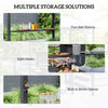Outsunny 8' x 5' Grill Gazebo, Double Tiered Outdoor BBQ Gazebo Canopy with LED Light, 2 Side Shelves, Hooks and Bottle Opener for Patio, Garden, Backyard, Dark Grey