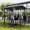 Outsunny 8' x 5' Grill Gazebo, Double Tiered Outdoor BBQ Gazebo Canopy with LED Light, 2 Side Shelves, Hooks and Bottle Opener for Patio, Garden, Backyard, Dark Grey