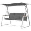 Outsunny 3-Seat Patio Swing Chair, Outdoor Porch Swing Glider with Adjustable Canopy, Removable Cushion, Steel Frame, Breathable Mesh Seat for Garden, Poolside, Grey