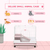 PawHut 27"H 2-Level Small Animal Cage Rabbit Hutch with Universal Lockable Wheels, Slide-out Tray for Bunny, Chinchillas, Ferret, Pink
