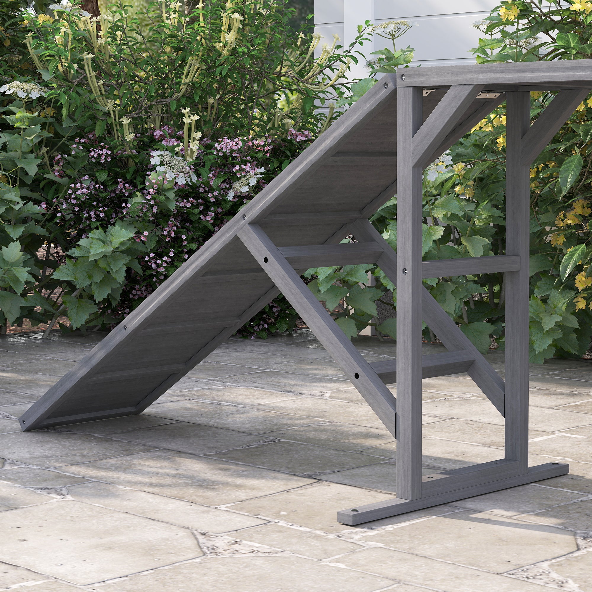 PawHut Dog Agility Equipment, Dog Playground Ramp with Safety Bar, Non-slip Surface, Dog Obstacle Course for Park, Backyard, Walk and Pause Training, Gray