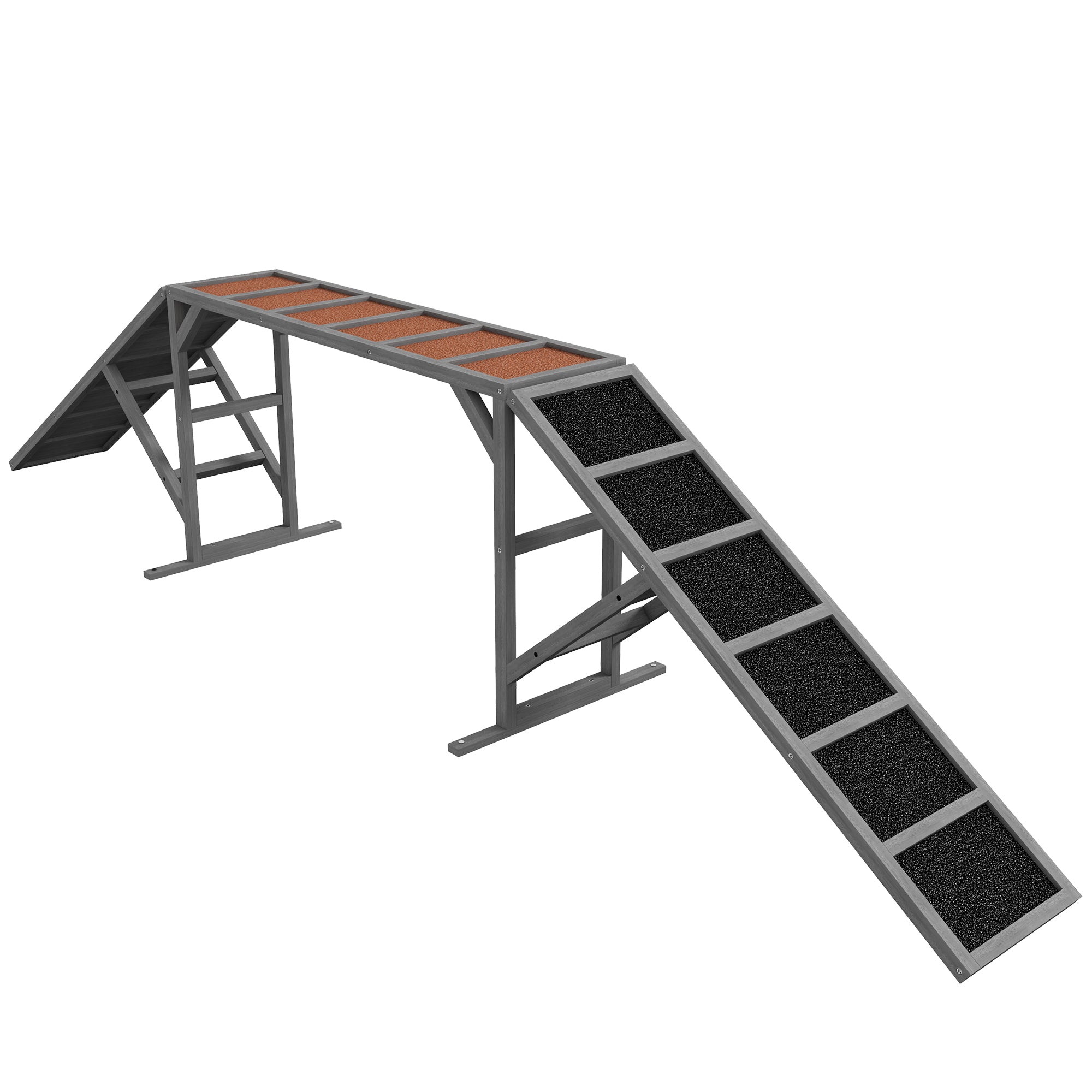 PawHut Dog Agility Equipment, Dog Playground Ramp with Safety Bar, Non-slip Surface, Dog Obstacle Course for Park, Backyard, Walk and Pause Training, Gray