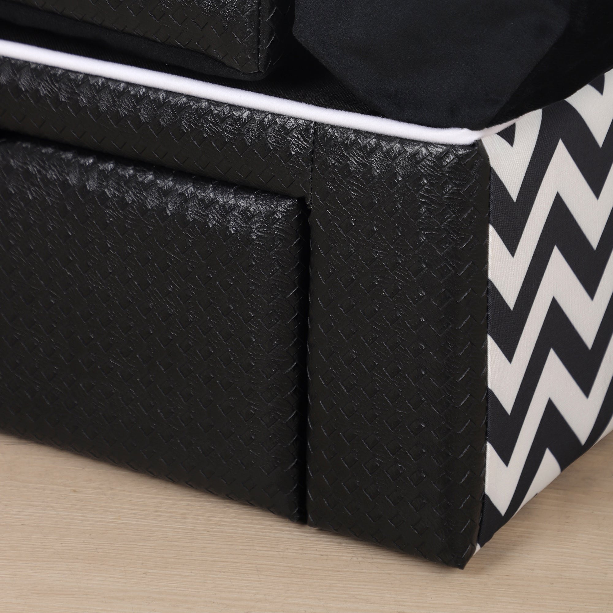 PawHut Dog Sofa Bed with Storage Drawer, Elevated Dog Couch for Small Dogs, with Soft Cushion, Removable and Washable Cover - Black