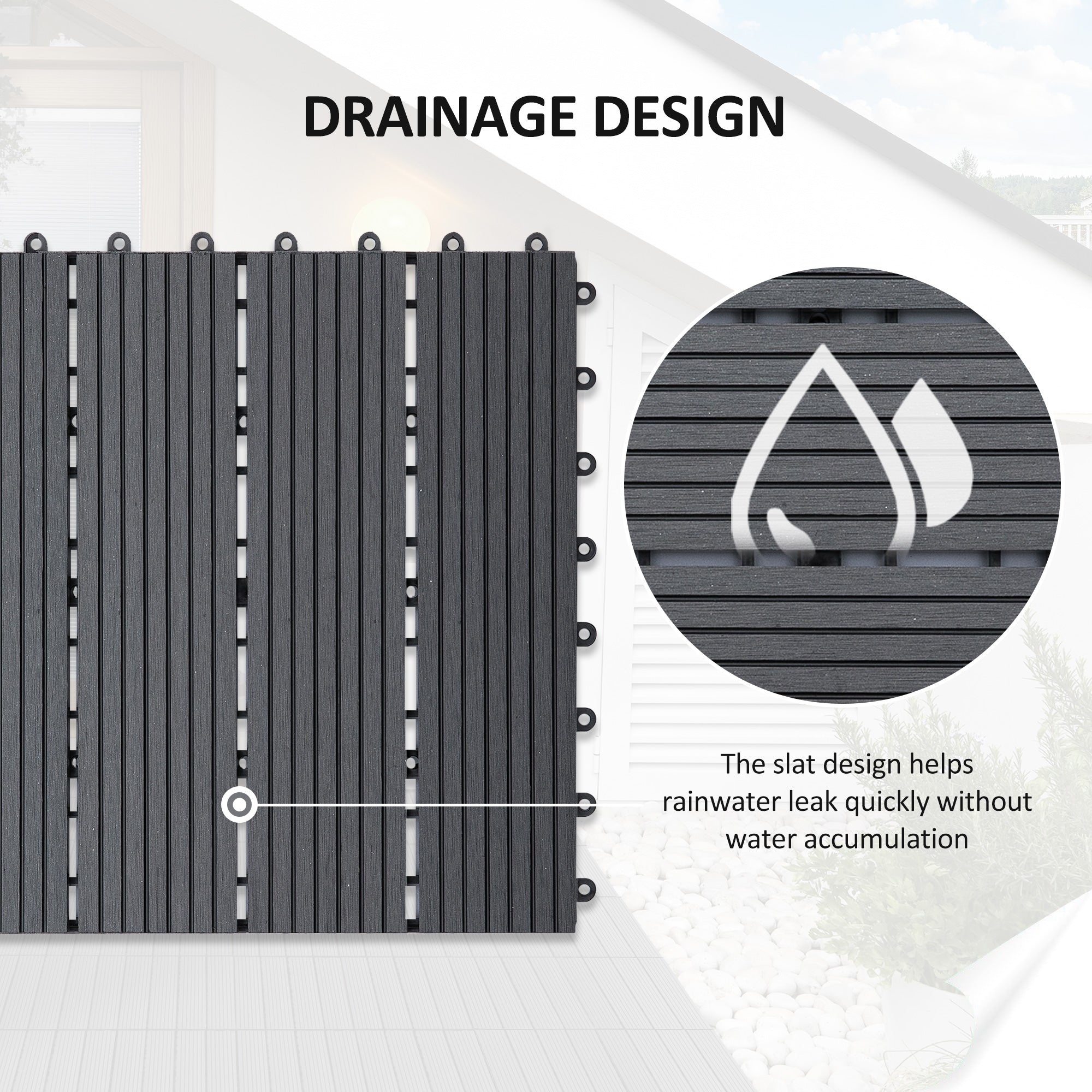 Outsunny 11 Pcs Plastic Interlocking Deck Tiles, 12