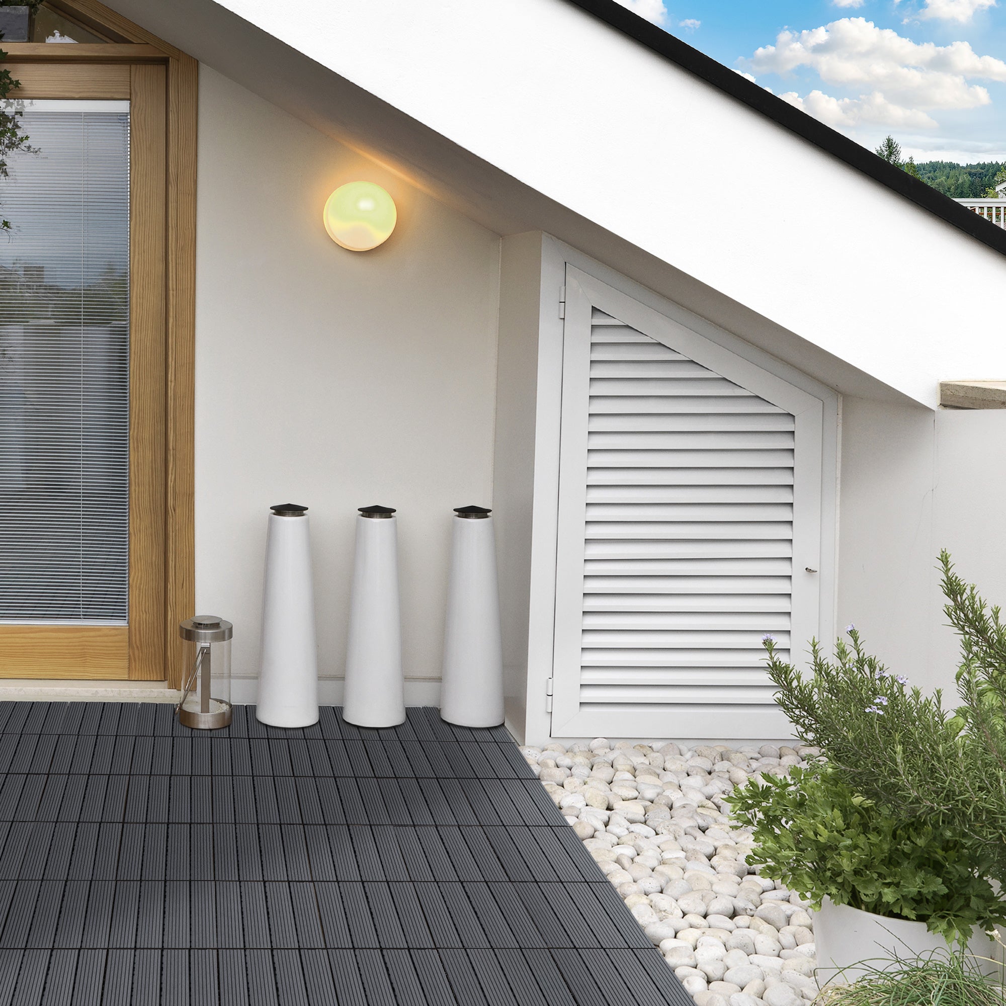Outsunny 11 Pcs Plastic Interlocking Deck Tiles, 12