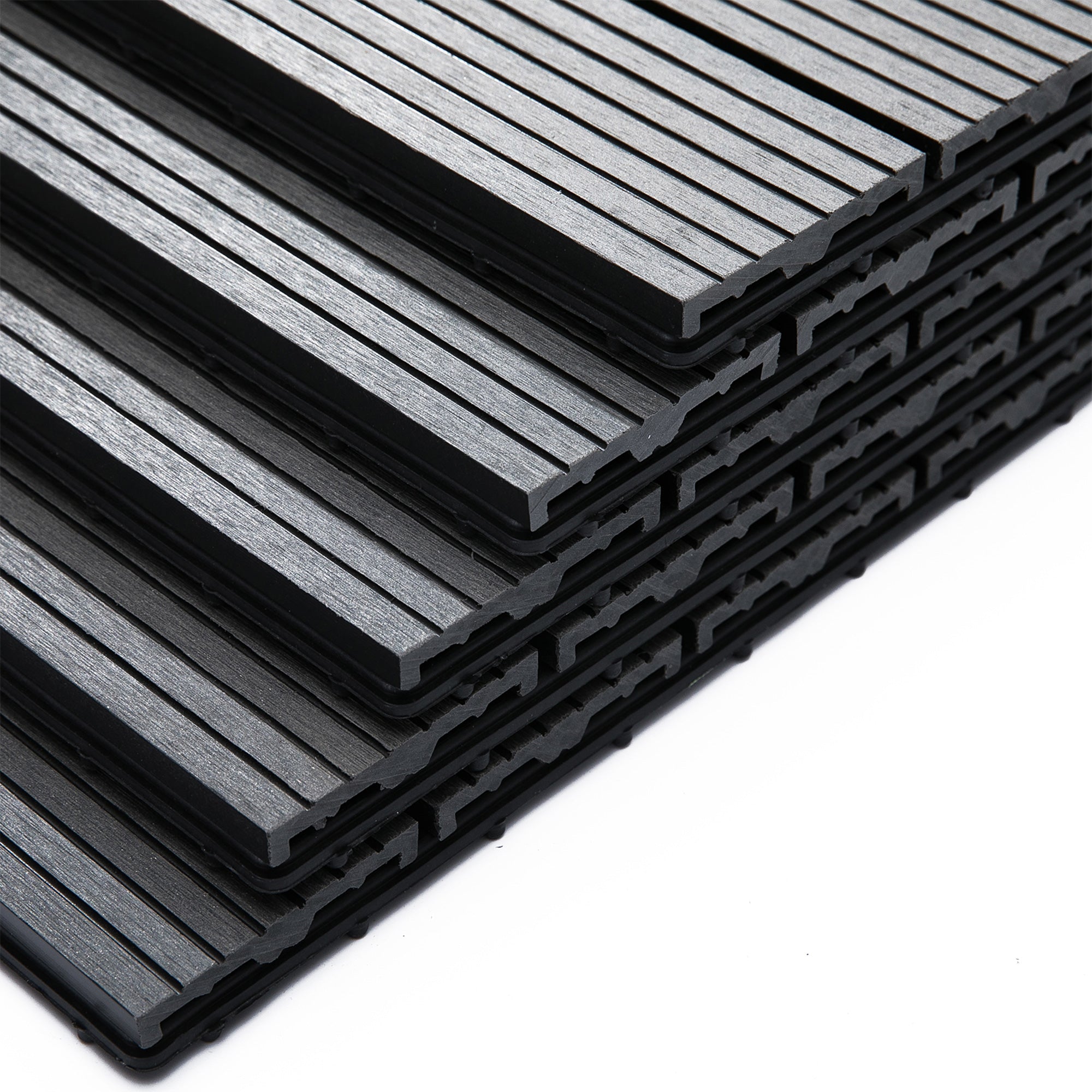 Outsunny 11 Pcs Plastic Interlocking Deck Tiles, 12" x 12" Non-slip Outdoor Flooring Tiles, 11 sq.ft. per Pack, All Weather for Indoor Outdoor Patio Balcony, Grey