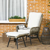 Outsunny 2 Pieces PE Rattan Patio Leisure Chair Set with Adjustable Backrest, Outdoor Reclining Patio Chair and Footrest with Cushion, Khaki