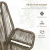 Outsunny 2 Pieces PE Rattan Patio Leisure Chair Set with Adjustable Backrest, Outdoor Reclining Patio Chair and Footrest with Cushion, Khaki