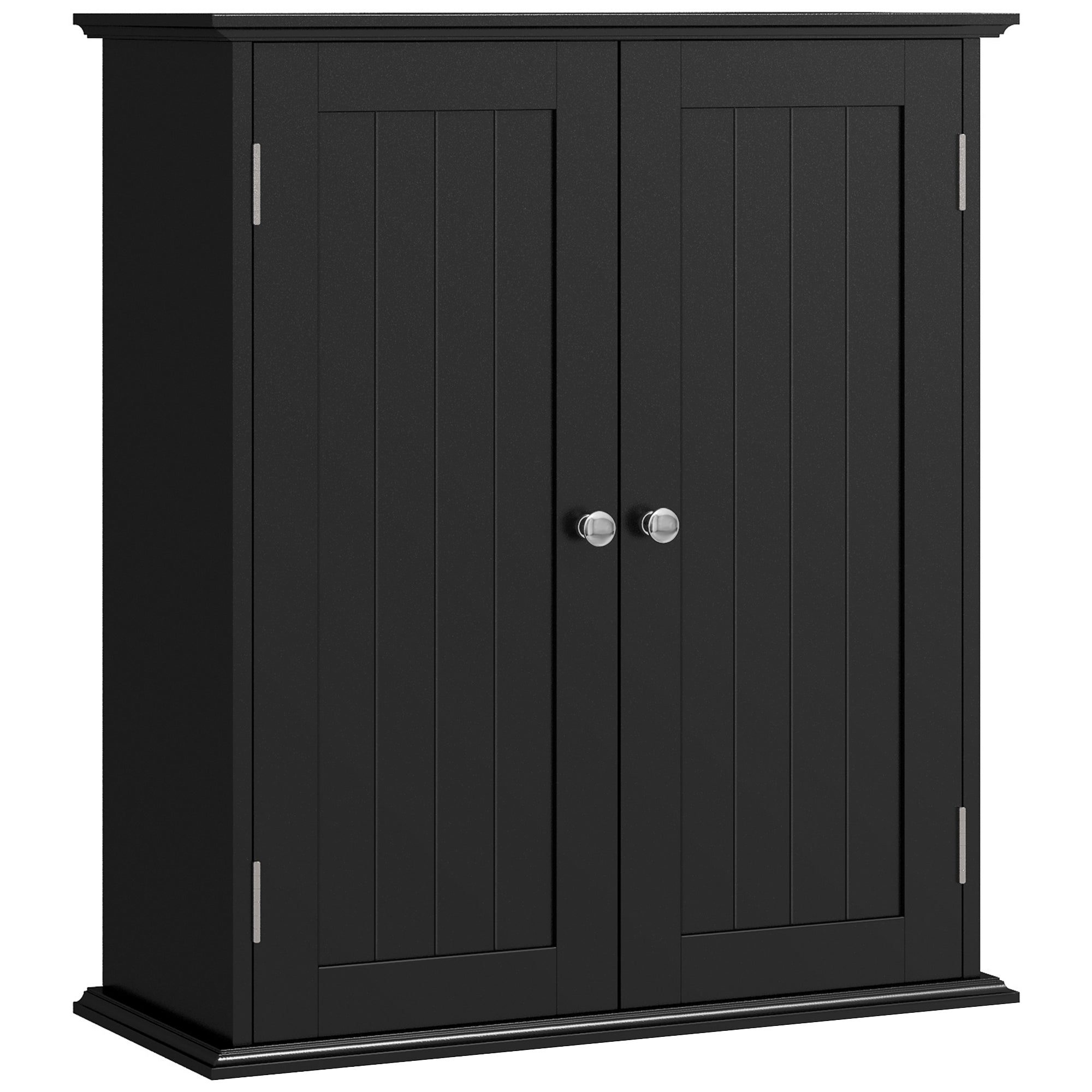 HOMCOM Medicine Cabinet, 3-Tier Bathroom Wall Cabinet with Adjustable Shelf and 2 Doors, Space Saver Bathroom Storage Cabinet Over Toilet, Black