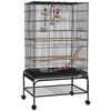 PawHut 43" Bird Cage for Budgies Cockatiels Canaries Lovebirds Finches with Rolling Stand, Toys, Removable Tray, Storage Shelf, Black