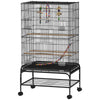 PawHut 43" Bird Cage for Budgies Cockatiels Canaries Lovebirds Finches with Rolling Stand, Toys, Removable Tray, Storage Shelf, Black