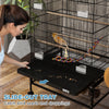 PawHut 43" Bird Cage for Budgies Cockatiels Canaries Lovebirds Finches with Rolling Stand, Toys, Removable Tray, Storage Shelf, Black