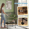 PawHut 43" Bird Cage for Budgies Cockatiels Canaries Lovebirds Finches with Rolling Stand, Toys, Removable Tray, Storage Shelf, Black