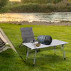 Outsunny 4FT Aluminum Folding Table, Height Adjustable Portable Camping Table BBQ Table with Roll Up Top and Mesh Layer Rack and Carrying Bag, Silver