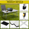 Outsunny 4FT Aluminum Folding Table, Height Adjustable Portable Camping Table BBQ Table with Roll Up Top and Mesh Layer Rack and Carrying Bag, Silver