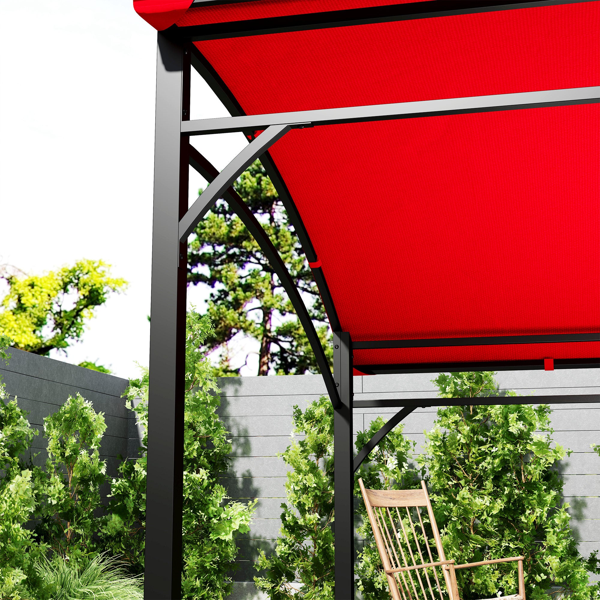 Outsunny 7' x 5' BBQ Grill Gazebo Tent, Garden Grill Canopy with Steel Frame and Hooks, Outdoor Sun Shade, Wine Red