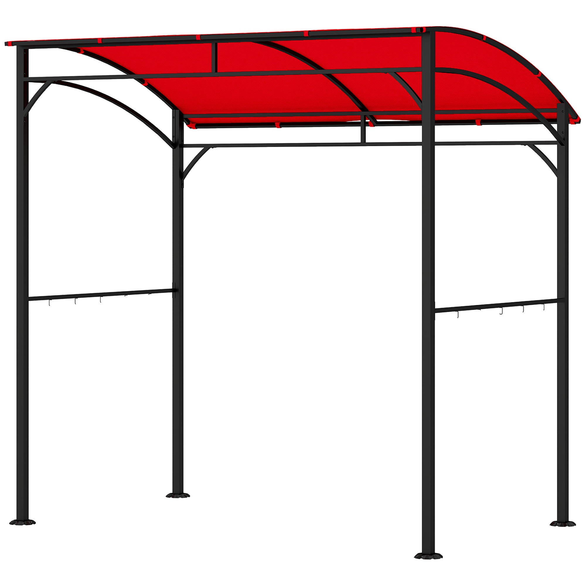 Outsunny 7' x 5' BBQ Grill Gazebo Tent, Garden Grill Canopy with Steel Frame and Hooks, Outdoor Sun Shade, Wine Red